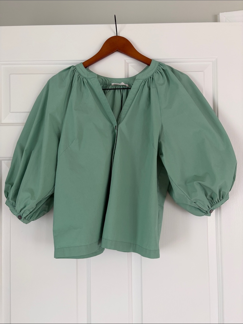 Karlie Mint Green Balloon Sleeve Blouse